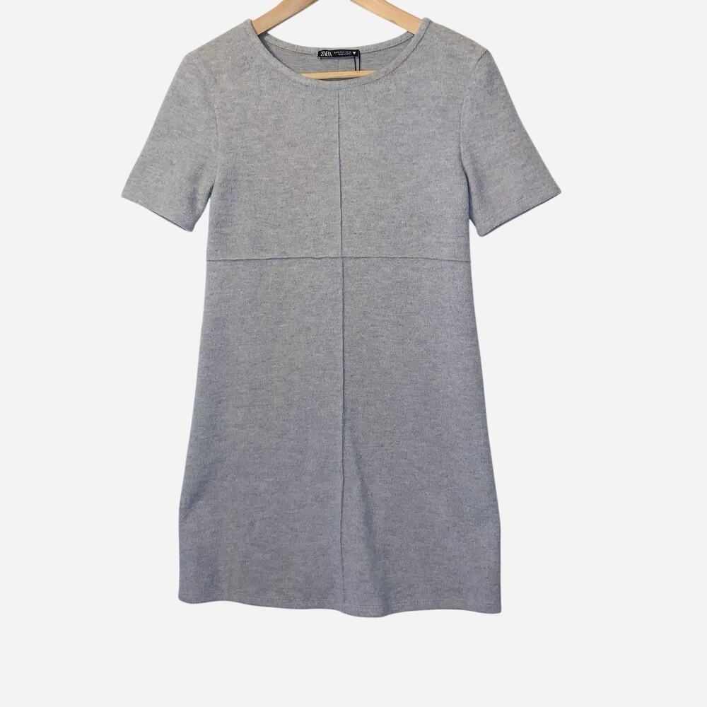 NWT ZARA Basics Grey Shirt Sleeve Mini Dress Extra Soft Size Small - Picture 2 of 8